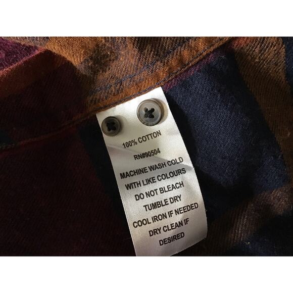 Natural Blue by Visitor Plaid 100% Cotton Long Sleeve Button Down small - Picture 8 of 8